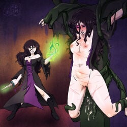 before_and_after bondage imminent_rape imminent_sex imminent_tentacle_rape knife magic my_pet_tentacle_monster pussy_juice_drip pussy_juice_trail restrained_by_tentacles solo_female sweating torn_clothes whip_marks