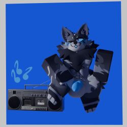 1boy anthro big_penis boombox completely_nude frosti_cola full_body furry jerking jerkingoff looking_at_viewer male male_masturbation male_only masturbation naked nude one_eye_closed penis roblox robloxian solo solo_male tongue tongue_out wink