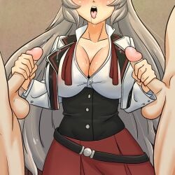 cleavage double_handjob handjob mushoku_tensei mushoku_tensei:_isekai_ittara_honki_dasu pursena_adoldia tagme wacum