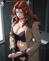 1futa 1futanari adult adult_female ai_generated amelia_ann_mcfly_(trigun) balls ballsack big_breasts black_gloves blue_eyes boobs breasts brown_coat bust busty busty_female busty_girl choker coat cock curtained_hair dick dickgirl female foreskin futa futa_masturbation futanari futanari_masturbation girl gloves handjob large_breasts long_coat long_hair machine_muse masturbation mature mature_body mature_female penis perfect_body red_hair sexy sexy_body solo testicles tits trans trans_woman trench_coat trigun uncensored very_long_hair watermark