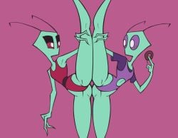 2020 2_fingers 2boys alien alien_humanoid almighty_tallest_purple almighty_tallest_red antennae_(anatomy) armpits ass bedroom_eyes butt clothed clothed_male clothing crossdressing dessert digital_drawing_(artwork) digital_media_(artwork) doughnut duo femboy feminine_male fingers food girly green_body green_skin hand_on_thigh hi_res holding_food holding_object humanoid invader_zim irken leotard lewdofdoom lifting_leg looking_at_another looking_at_partner male male/male narrowed_eyes nickelodeon pak pastry pink_background pose purple_clothing purple_eyes purple_leotard purple_topwear red_clothing red_eyes red_leotard red_topwear revealing_clothes simple_background skimpy slim slim_male small_waist sportswear standing the_almighty_tallest thick_thighs topwear wide_eyed wide_hips
