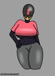 1female 1girls 2026 big_breasts curvy curvy_figure deadlock gray_background hand_on_hip paradox_(deadlock) purple_body silentdude01 simple_background thick_thighs thighs valve