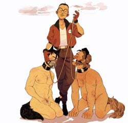 collar disco_elysium dog_ears harrier_du_bois jean_vicquemare kim_kitsuragi leash muzzled petplay sourgoat tagme
