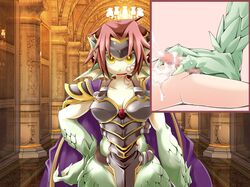 armor censored cum feet footjob granberia monster_girl monster_girl_quest red_hair scales