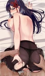 1boy 1girls asshole black_pubic_hair boobs breasts butthole censored censored_penis censored_pussy chained_soldier cock dick female female_pubic_hair genitals groping groping_ass holding_wrists looking_at_viewer looking_back looking_back_at_viewer male mato_seihei_no_slave mosaic_censoring nipples no_bra nyarumon panties pantyhose penis pubic_hair pussy sex tits topless torn_pantyhose vagina vaginal vaginal_insertion vaginal_penetration vaginal_sex woman yamashiro_ren