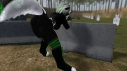 anthro ass_focus big_ass from_behind furry gun leggings outside raccoon raccoon_ears raccoon_girl raccoon_tail shooting_range sniper sniper_rifle tagme vrchat