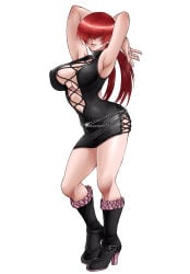 1girls akg_industry akg_industry_(artist) big_breasts dress king_of_fighters light-skinned_female light_skin long_hair pale-skinned_female pale_skin red_hair shermie_(kof)