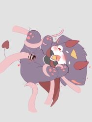 absurd_res bodily_fluids censor_bar censored demon digital_media_(artwork) female fur genital_fluids genitals hi_res horn kaenz nude pleasant_goat_and_big_big_wolf red_eyes red_horn solo spirit tail vaginal xiaomo_(character)