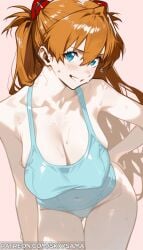 ai_generated alternate_breast_size asuka_langley_sohryu bending_over blushing caucasian caucasian_female cleavage cleavage_cutout different_breast_sizes female female_only german happy hourglass_figure large_breasts leaning_forward neon_genesis_evangelion one-piece_swimsuit school_swimsuit skyysama slim_waist smile smiling solo standing sweat sweatdrop swimsuit tagme teenage_girl teenager thick_thighs wet wet_body wet_skin wide_hips
