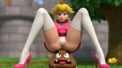 3d ai_generated goomba high_heels legs princess_peach sitting_on_face sitting_on_person spread_legs thighhighs