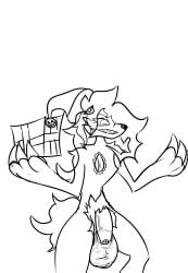 absurd_res anthro balls big_balls big_penis canid canine canis christmas christmas_clothing christmas_headwear claws clothing fex_le_scree flaccid foreskin generation_7_pokemon genitals ghost gift hair hat headgear headwear hi_res holidays long_hair lucky_the_lycanroc_(character) lycanroc male mammal midnight_lycanroc monochrome nintendo nude penis pokemon pokemon_(species) pubes saggy_balls santa_hat small_tail solo spirit tail undead wolf