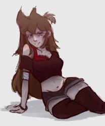 1girl cute eddsworld glare lips looking_at_viewer lying pink_lips thighhighs tori tori_(eddsworld)