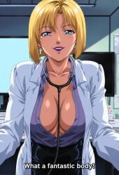 1girls adult_female ai_generated aibb-painter alternate_costume areola_slip areolae bare_shoulders bible_black bible_black_new_testament big_breasts blonde_hair blue_eyes blush bob_cut breasts city_background cleavage coat cross_earrings curvaceous curvy curvy_female curvy_figure earrings female female_only heat heels hi_res horny horny_female hourglass_figure huge_breasts human human_female indoors infirmary kitami_reika labcoat large_breasts looking_at_viewer makeup mature mature_female milf nipple_slip nipples no_bra nurse official_alternate_costume parted_lips pinup puffy_nipples pulled_by_self revealing_clothes school_nurse seducing seducing_viewer seduction shin_bible_black short_hair skimpy skimpy_clothes smile solo solo_female standing stethoscope stethoscope_around_neck stockings taking_clothes_off talking talking_to_another talking_to_partner talking_to_viewer thick_thighs thighhighs thighs undressing viewed_from_below voluptuous voluptuous_female walking walking_towards_viewer wide_hips