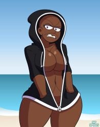 1girls 2026 angry angry_expression angry_face bald bald_female bald_woman beach beach_background big_breasts blind_peacock_draws blind_peacock_draws_(artist) clawmarks commission commission_art commissioner_upload ebony ebony_female fangs gp_spices hands_in_pockets hood_up hoodie hoodie_only human human_form lacetra_(blindpeacockdraws) monster monster_girl ocean ocean_background original original_art original_artwork original_character purple_eyes scars scars_all_over sharp_teeth tagme ych ych_commission ych_result