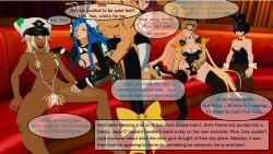 bunnysuit casual corruption dialogue dizzy_(guilty_gear) excessive_pussy_juice finger_in_mouth guilty_gear guilty_gear_strive lolikill masturbating_while_watching micro_bikini millia_rage pasties questionable_consent ramlethal_valentine shocked sol_badguy unika_(guilty_gear)
