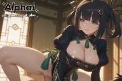 1boy 1girl 2025 2026 4k absurd_res absurdres ai ai-created ai-generated ai_art ai_assisted ai_generated alphai anime black_hair blaze_(zenless_zone_zero) blunt_bangs blushing chinese_clothes cinematic_lighting cleavage close-up colorful_background cowgirl_position depth_of_field detached_sleeves detailed_hair detailed_skin detailled_background dramatic_shadows eyebrows_visible_through_hair eyelashes eyeliner female_face female_focus gloves green_eyes hair_ornament hair_ornement high_quality high_resolution highres hoyoverse large_breasts long_hair male mihoyo motion_lines naughty_face particles patreon patreon_link patreon_url patreon_username pelvic_curtain penis puffy_sleeves pussy raised_eyebrows seductive_eyes short_sleeves skindentation solo_focus spread_legs vaginal_penetration volumetric_lighting watermark zenless_zone_zero zzz