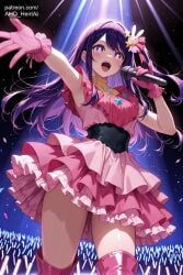 1girls ahq_hentai ai_female ai_generated blush cute cute_face dress female hoshino_ai idol idol_clothes medium_breasts oshi_no_ko patreon perfect_body sexy skirt stable_diffusion stage star_eyes tagme