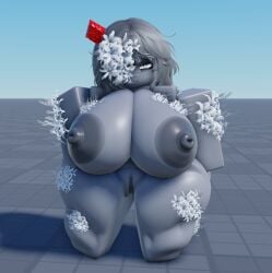 ass female flower_on_head flower_petals focus gray_skin oc original_character roblox_oc