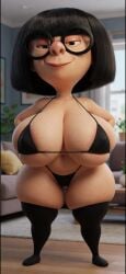 ai_generated alternate_breast_size alternate_version_available big_breasts black_hair edna_mode huge_breasts large_breasts shortstack the_incredibles