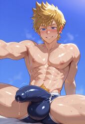 1boy 1male abs aged_up ai_generated atlasryan attractive attractive_male balls bara beach_towel beautiful beautiful_male big_balls big_penis big_testicles blonde_hair blue_eyes blue_underwear blush bulge bulge_through_clothing civitai cum cum_through_clothes cum_through_clothing cute cute_male cutie day daytime detailed_background erection gorgeous handsome handsome_man hot hot_as_fuck kingdom_hearts male male_focus male_only muscle muscles muscular muscular_arms muscular_male navel nipples open_mouth outdoors pecs penis perfect perfect_body presenting presenting_self pubic_hair roxas selfie sexy sexy_body sexy_boy sexy_male shiny_skin short_hair sitting sitting_on_towel sky slim slim_body slim_male smile smiling solo spread_legs sweat sweatdrop sweating sweaty sweaty_body taking_picture taking_selfie teeth testicles throbbing_penis towel underwear wet wet_body