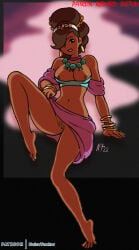 1girl breasts dark-skinned_female nipples noisetanker power_stone pubic_hair pussy rouge_(power_stone)
