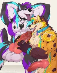 absurd_res anthro big_brother bird_dog body_worship canid canine canis domestic_dog duo genitals golden_retriever gooner hi_res himbofication hunting_dog hybrid hyena jock knot knotted_penis lil_bro male male/male mammal mcnubbies muscle_worship muscular muscular_male penile penis penis_milking retriever token wolf wolfpupsif