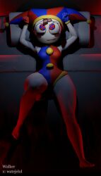 1girls 3d 3d_(artwork) alternate_version_available barefoot breasts brown_hair female female_only fornite full_body jester jester_hat open_mouth open_smile pomni_(the_amazing_digital_circus) short_hair smile solo solo_female the_amazing_digital_circus watejelol