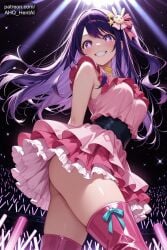 1girls ahq_hentai ai_female ai_generated blush cute cute_face dress female hoshino_ai idol idol_clothes medium_breasts oshi_no_ko patreon perfect_body sexy skirt smile stable_diffusion stage star_eyes tagme thighs