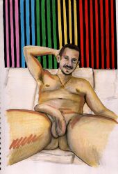 acrylic_paint_(medium) big_dick big_penis cock cock_out dick gay_art hand_drawn hand_drawn_art hard_on male male_only marker_(artwork) marker_(medium) muscular_male naked naked_male nude nude_male penis sketches_by_adab