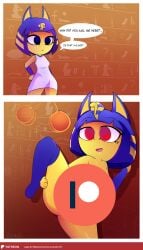 animal_crossing ankha ankha_(animal_crossing) cat_ears cat_tail comic comic_page cute flexible_female flexing furry furry_female hypnosis hypnotic_eyes hypnotized masturbation mind_break mind_control nintendo nintendo_switch patreon patreon_logo submissive submissive_female