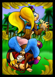 1boy 1girls alternate_body_type ass big_ass blonde_hair breasts chimpanzee clothes diddy_kong donkey_kong_(series) female furry hair kong male monkey monkey_girl nintendo tiny_kong virus-20