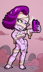 brawl_stars completely_nude completely_nude_female emz_(brawl_stars) horny_expression horny_female pixxxel purple_body purple_hair selfie zombie_girl