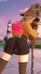 animated blender cute fortnite lexa_(fortnite) lexa_hexbringer_(fortnite) looking_at_viewer no_sound shaking_ass sprite tagme video witch_hat zenaide