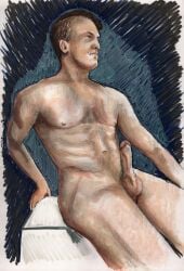 acrylic_paint_(medium) big_dick big_penis cock cock_out dick gay_art hand_drawn hand_drawn_art hard_on male male_only marker_(artwork) marker_(medium) muscular_male naked naked_male nude nude_male penis sketches_by_adab