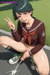 1boy ai_generated balls cum cum_projectile femboy handjob otoko_no_ko penis trap yaoi