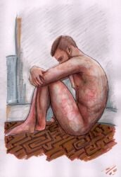 acrylic_paint_(medium) cock cock_out dick flaccid_penis gay_art hand_drawn hand_drawn_art male male_only marker_(artwork) marker_(medium) naked naked_male nude nude_male penis sketches_by_adab