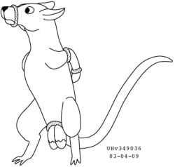2003 arms_bound_behind_back arms_tied balls black_and_white bound bound_muzzle dated feral frown fur genitals low_res male mammal monochrome murid murine rat rodent simple_background solo standing tail toony urbanhermit