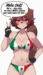 bikini hispanic_virtual_youtuber latam_virtual_youtuber mexican_flag_bikini raccoon_girl rakkun tagme