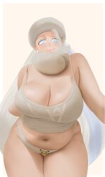 1girls ahsern19552 alternate_version_available big_breasts blue_eyes blush bottomwear breasts cleavage ear_piercing earrings female female_only front_view game_freak hair hat headwear huge_breasts long_hair mature mature_female mature_woman melony_(pokemon) milf mother neckwear panties pants pokemon pokemon_ss smile solo solo_female tank_top thick_thighs thighs topwear voluptuous voluptuous_female white_background white_hair white_panties white_tank_top