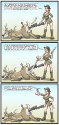 anal anal_probe animal_genitalia backsack balls ballsack bestiality castration comic deer dialogue femdom funny gun huge_balls huge_testicles huntress knife male_penetrated male_penetrating malesub sorenutz testicles