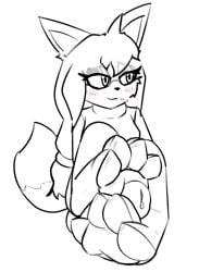absurd_res anthro barefoot bodily_fluids canid canine clothing clusterful dress dripping duo ears_up feet female foot_fetish foot_focus foot_play footjob fox genital_fluids hair hi_res long_hair male male/female mammal penile precum precum_drip sega sex sonic_boom sonic_the_hedgehog_(series) tail zooey_the_fox