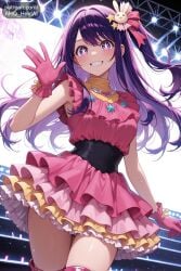 1girls ahq_hentai ai_female ai_generated blush cute cute_face dress female hoshino_ai idol idol_clothes medium_breasts oshi_no_ko patreon perfect_body sexy skirt smile stable_diffusion stage star_eyes tagme