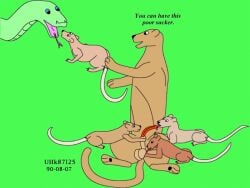 1990 4:3 animal_genitalia ball_lick balls blue_eyes brown_body brown_fur colored dated dialogue dominant english_text erection feral feral_pred feral_prey forced fur genitals grass green_body green_scales group group_sex imminent_oral_vore imminent_vore larger_dom larger_pred licking male male/male male_pred male_prey mammal mouse murid murine mustelid musteline nude_pred open_mouth oral oral_vore penile penis penis_lick plant red_penis rodent scales servant sex sheath sheath_rubbing size_difference tan_body tan_fur text tongue tongue_out true_musteline unwilling_prey urbanhermit vore weasel willing_pred