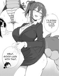 business_suit fat_pussy female original original_character panties shark_girl shark_tail skirt upskirt vuxer
