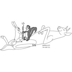 1978 1:1 20th_century ancient_art animal_genitalia balls bodily_fluids cum cumshot dated deer ejaculation erection feral genital_fluids genitals greyscale group hooves horn interspecies lagomorph leporid lying male male/male mammal masturbation mephitid monochrome on_back rabbit sheath simple_background sitting size_difference skunk tail toony trio urbanhermit white_background