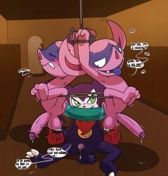 anal anal_penetration argon_vile arms_tied ball_fondling ball_play balls bandai_namco bdsm bite biting_lip bodily_fluids bondage bound cute_fangs dialogue digimon digimon_(species) dildo dildo_in_ass dildo_insertion double_dildo english_text erection fangs feet fondling generation_8_pokemon genital_fluids genitals glans grin group group_sex hi_res imp impidimp impmon kerchief long_penis looking_pleasured lube male male/male moan nintendo object_in_ass penetration penis pokemon pokemon_(species) precum rope sex sex_toy sex_toy_in_ass sex_toy_insertion smile smirk suspension suspension_bondage sweat teeth text threesome tickling tongue tongue_out trio