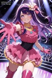 1girls ahq_hentai ai_female ai_generated blush cute cute_face dress female hoshino_ai idol idol_clothes medium_breasts oshi_no_ko patreon perfect_body sexy skirt smile stable_diffusion stage star_eyes tagme