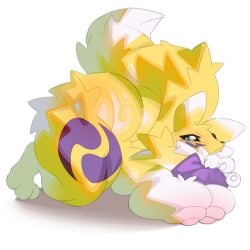 1:1 all_fours anthro areola armwear ass ass_up bandai_namco big_breasts big_butt biped black_sclera blue_eyes breast_squish breasts bridal_gauntlets cc034771 claws clothing colored digimon digimon_(species) digital_media_(artwork) dipstick_tail erect_nipples female female_anthro finger_claws fur fur_markings glistening glistening_butt hi_res huge_breasts looking_at_viewer markings nipples renamon shaded solo squish tail tail_markings white_body white_fur yellow_body yellow_fur