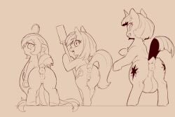 2024 3:2 animal_genitalia animal_vulva anus balls big_balls cold-blooded-twilight ear_piercing earth_pony equid equine equine_genitalia equine_vulva female feral friendship_is_magic genitals group gynomorph hair hasbro hooves horn horse intersex long_hair mammal mole_under_eye monochrome my_little_pony mythological_creature mythological_equine mythology open_mouth open_smile piercing pony puffy_anus rear_view sharp_teeth short_hair short_tail smile tail teeth trio tundra_sparkle_(cold-blooded-twilight) twilight_sparkle_(mlp) unicorn vulva