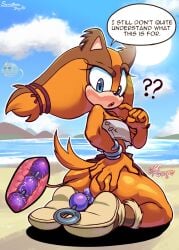absurd_res anal anal_beads anal_beads_in_ass anal_penetration anthro badger beach big_butt black_nose blue_eyes bottomwear bracelet brown_body brown_bottomwear brown_clothing brown_fur brown_skirt butt butt_grab clothing cloud dialogue ear_tuft english_text eyelashes female footwear fur grey_clothing grey_topwear halfgalaxy hand_on_butt hi_res jewelry kneeling looking_back mammal mustelid musteline object_in_ass open_mouth orange_body orange_fur penetration question_mark rear_view sea sega sex_toy sex_toy_in_ass sex_toy_insertion shoes skirt sky solo sonic_boom sonic_the_hedgehog_(series) speech_bubble sticks_the_jungle_badger tan_body tan_fur text topwear tuft water